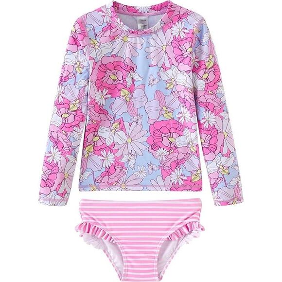 Toddler and‎ Little Girls Swimwear Rash Guard Sets with Bikini Bottoms 6-9months - Picture 1 of 5